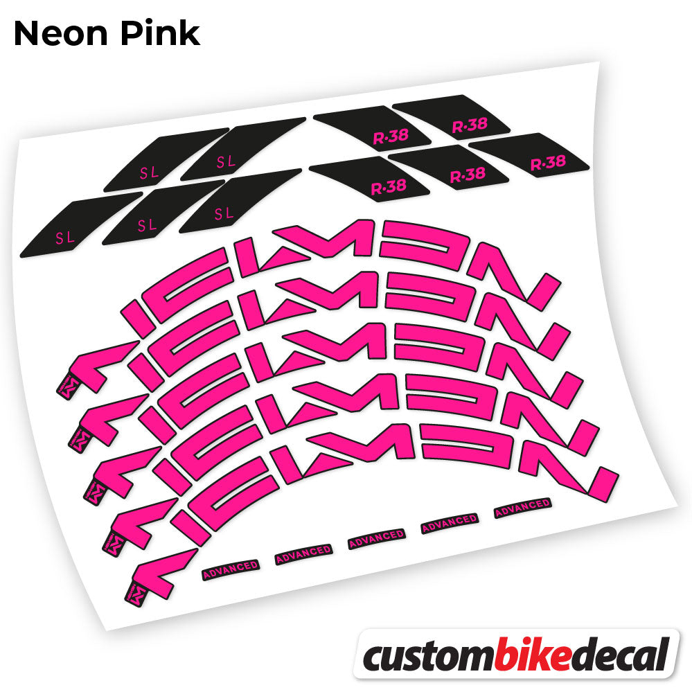 Neon Pink decal for Newmen Advanced SL R.38 Carbon road wheel 35mm – bike sticker vinyl