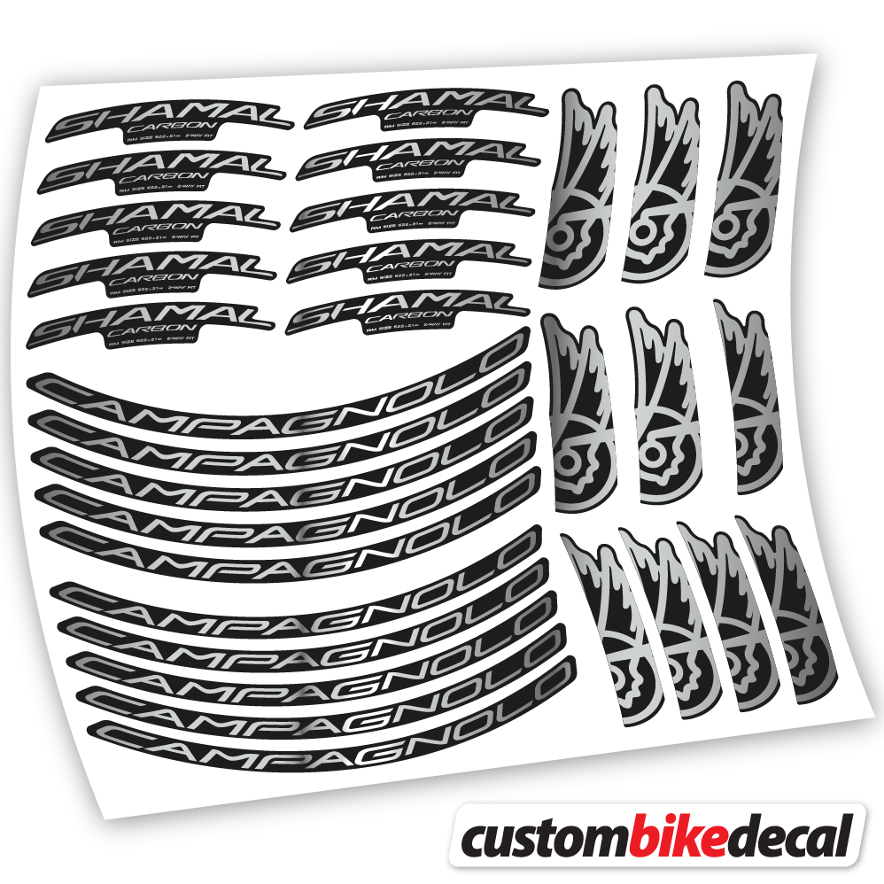 Chrome Silver decal for Campagnolo Shamal C21 Carbon 35+40mm road wheel – bike sticker vinyl