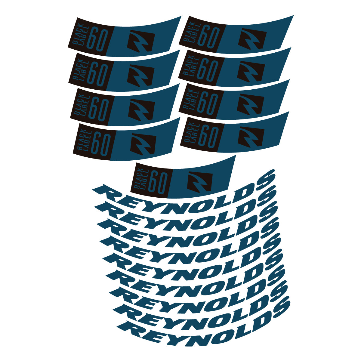 Stickers compatibles Reynolds BL60 2026 pour jantes route 60 mm – autocollants vinyle - Bleu Lac Foncé