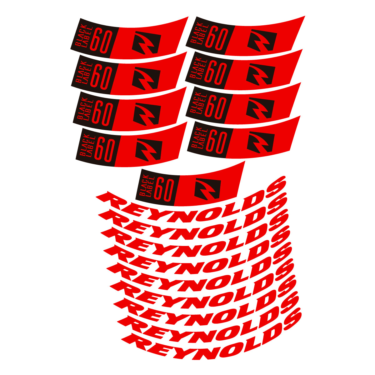 Stickers compatibles Reynolds BL60 2026 pour jantes route 60 mm – autocollants vinyle - Rouge