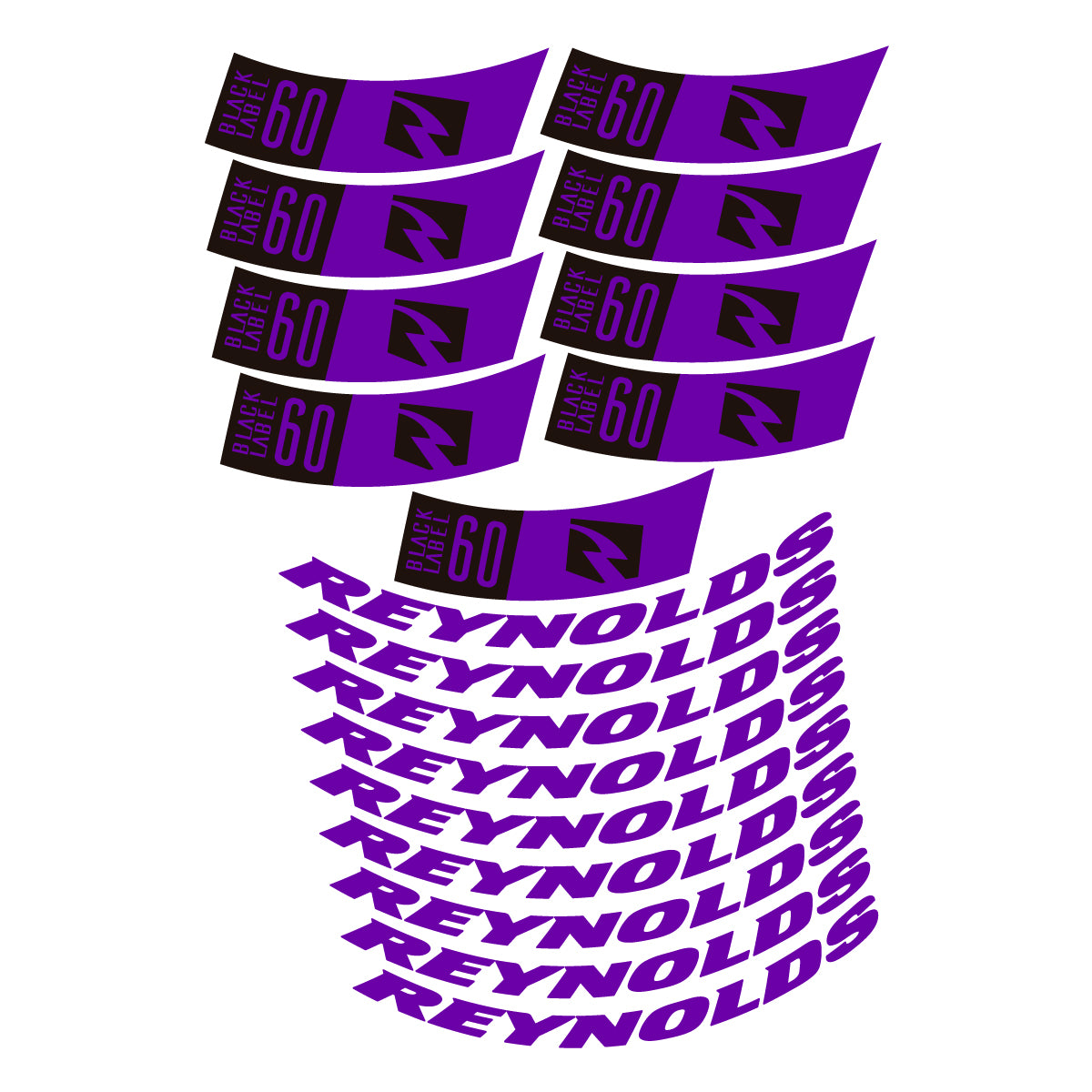 Stickers compatibles Reynolds BL60 2026 pour jantes route 60 mm – autocollants vinyle - Violet