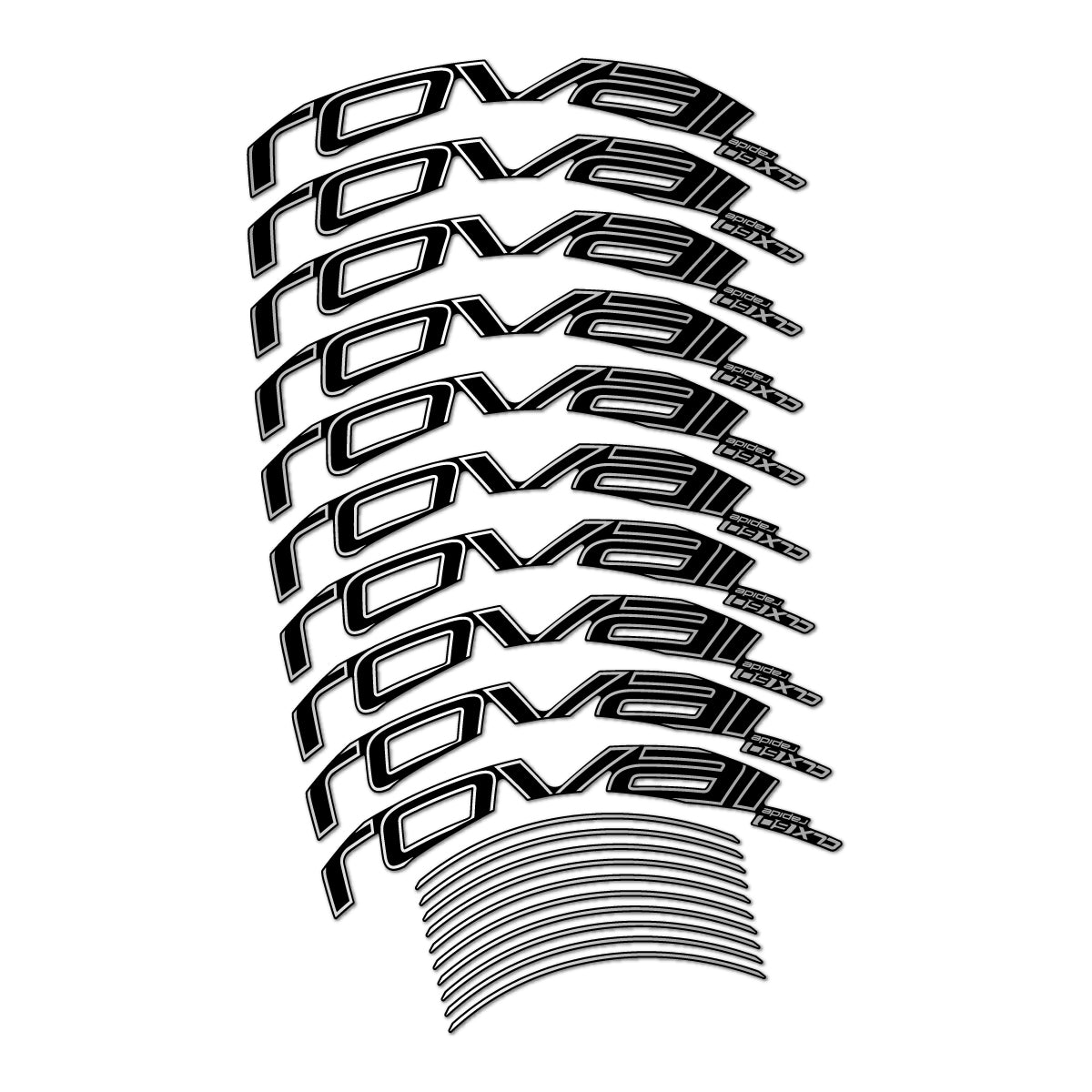 Stickers compatibles Roval CLX 60 frein sur jante pour jantes route 60 mm – autocollants vinyle - Argent