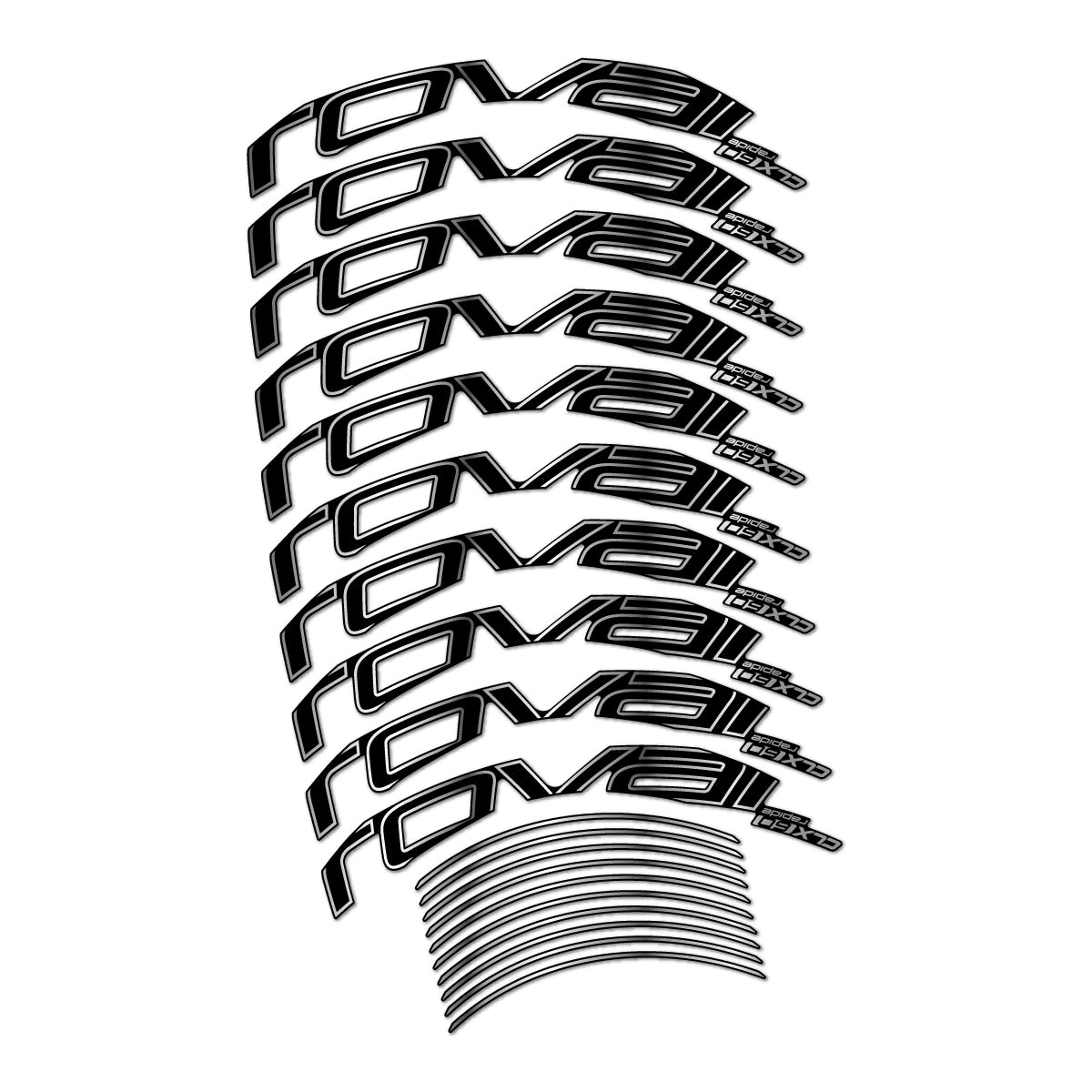 Stickers compatibles Roval CLX 60 frein sur jante pour jantes route 60 mm – autocollants vinyle - Argent Chromé