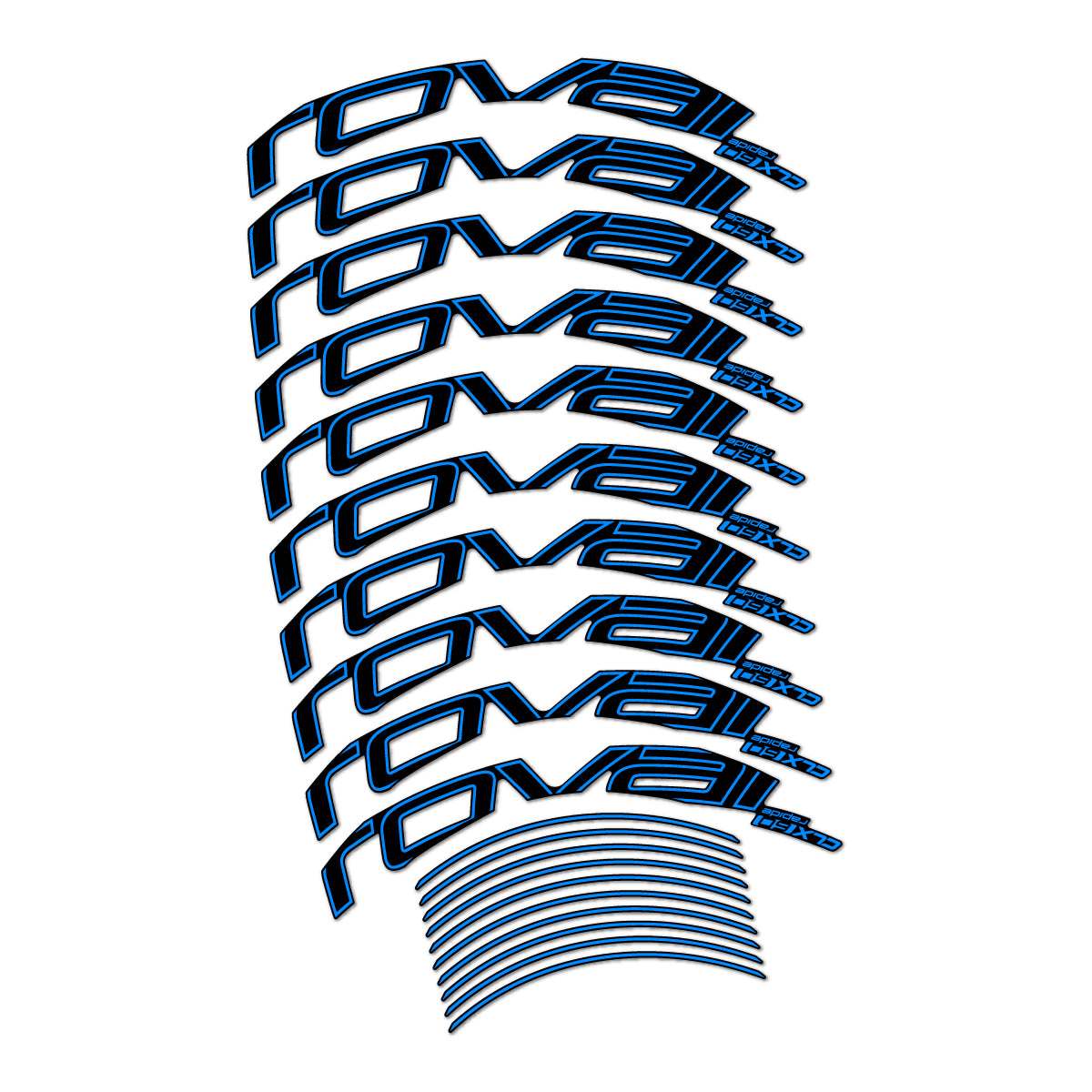 Stickers compatibles Roval CLX 60 frein sur jante pour jantes route 60 mm – autocollants vinyle - Cyan Lumineux
