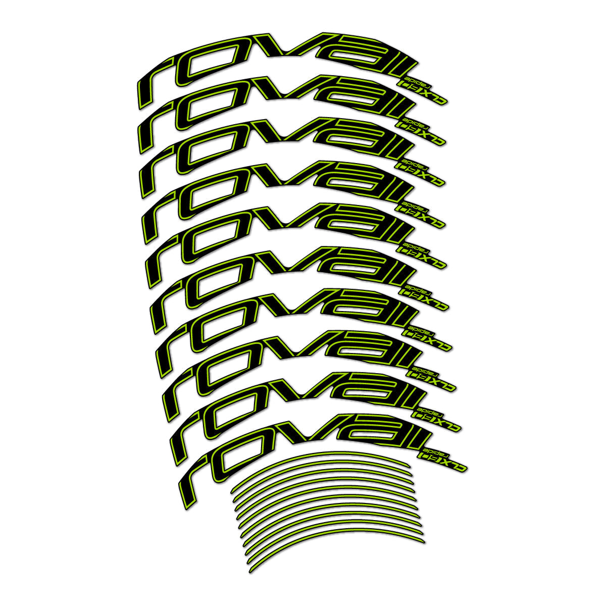 Lime Green decal for Roval CLX 60 Rim Brake road wheel 60mm – bike sticker vinyl