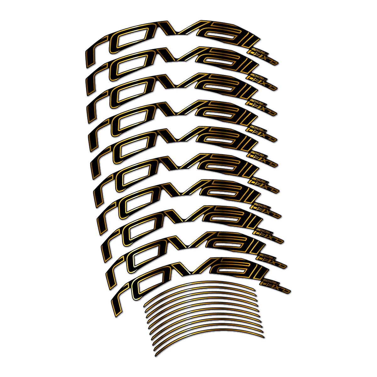 Stickers compatibles Roval CLX 60 frein sur jante pour jantes route 60 mm – autocollants vinyle - Or Chromé