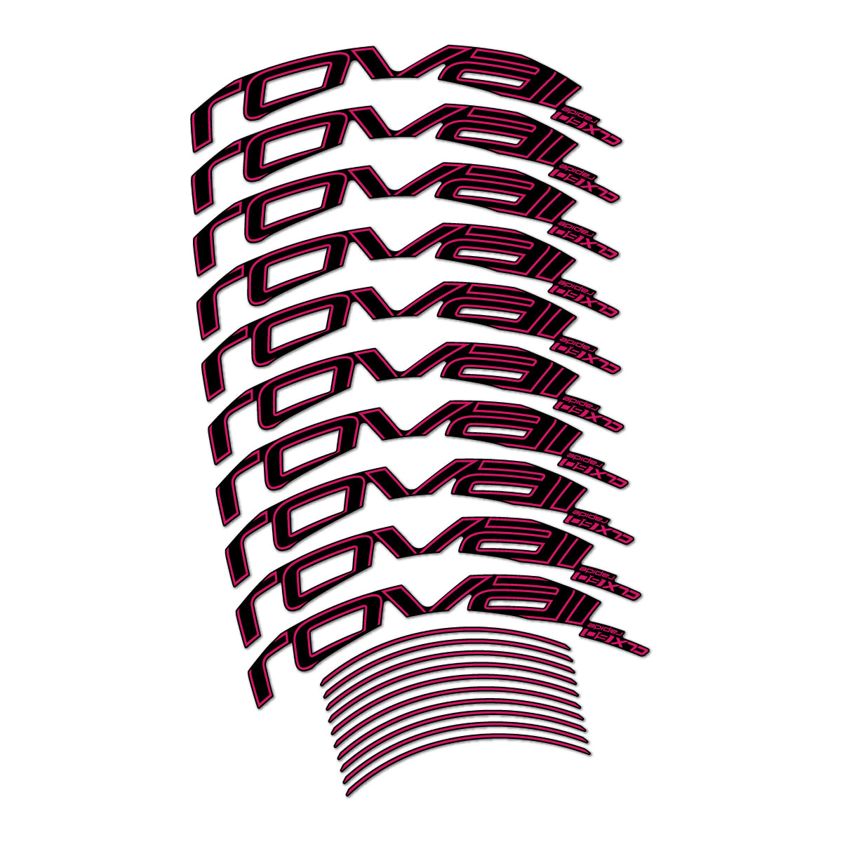 Stickers compatibles Roval CLX 60 frein sur jante pour jantes route 60 mm – autocollants vinyle - Rose Foncé