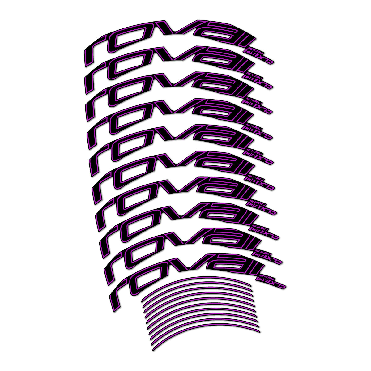 Stickers compatibles Roval CLX 60 frein sur jante pour jantes route 60 mm – autocollants vinyle - Rose Violet