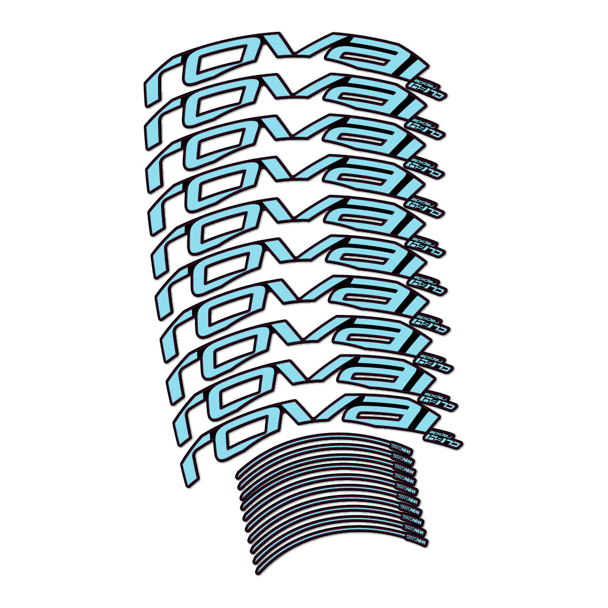 Stickers compatibles Roval CL 64 Disc pour jantes route 64 mm – autocollants vinyle - Cyan Glacier