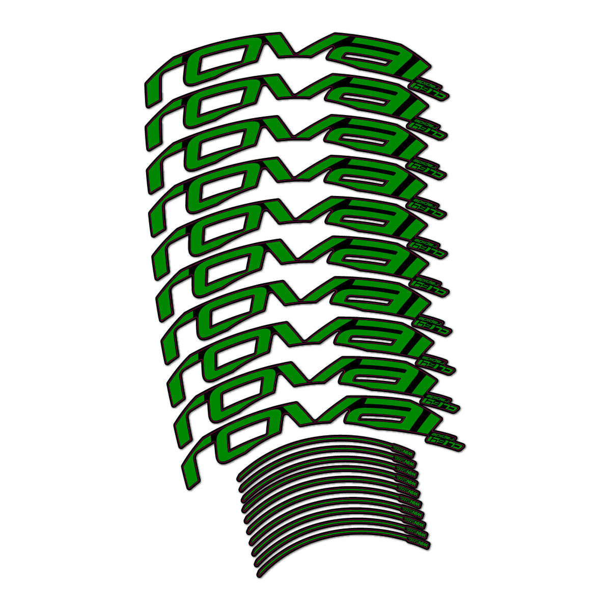 Stickers compatibles Roval CL 64 Disc pour jantes route 64 mm – autocollants vinyle - Vert Moyen