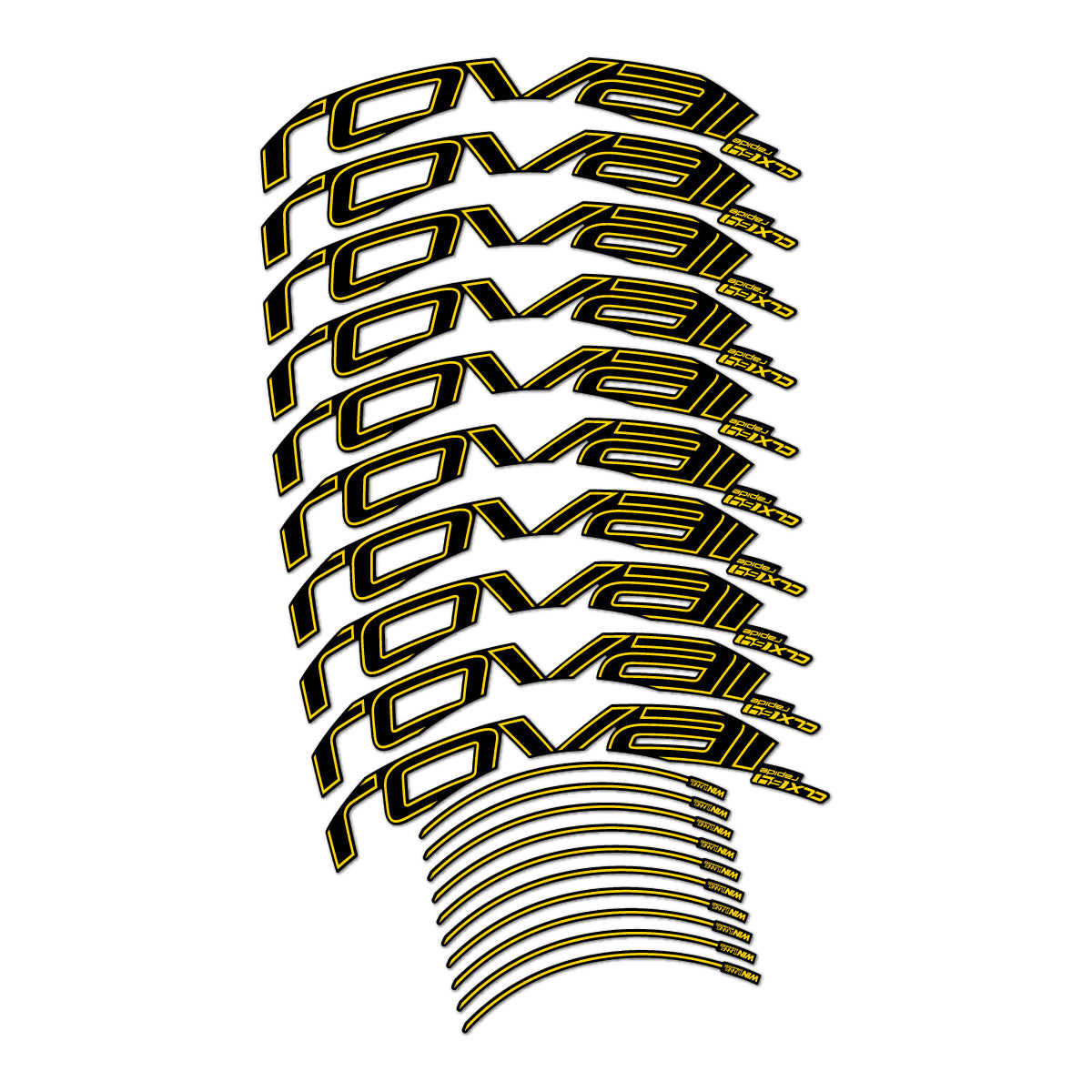 Stickers compatibles Roval CLX 64 Disc pour jantes route 64 mm – autocollants vinyle - Jaune Banane