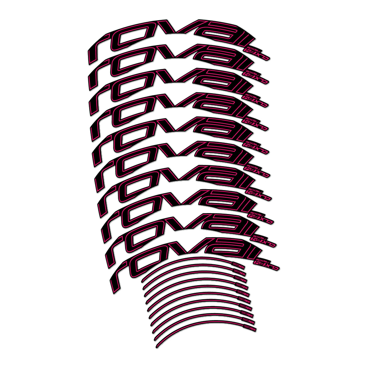 Stickers compatibles Roval CLX 64 Disc pour jantes route 64 mm – autocollants vinyle - Rose Foncé