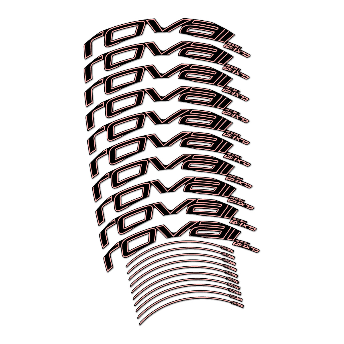 Stickers compatibles Roval CLX 64 frein sur jante pour jantes route 64 mm – autocollants vinyle - Rose Saumon