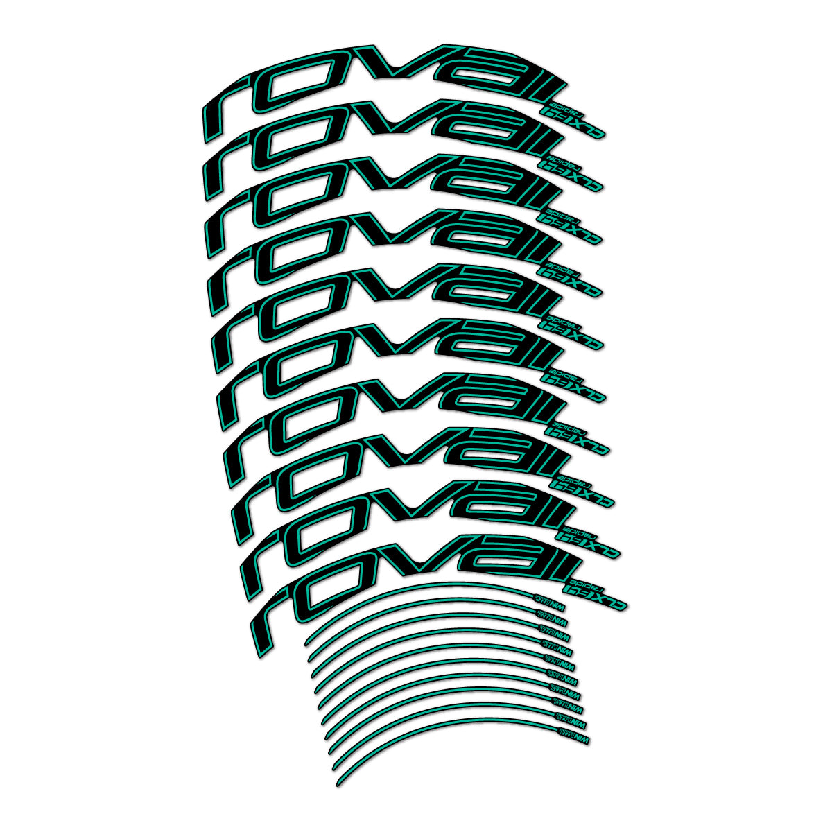Stickers compatibles Roval CLX 64 frein sur jante pour jantes route 64 mm – autocollants vinyle - Turquoise Vert