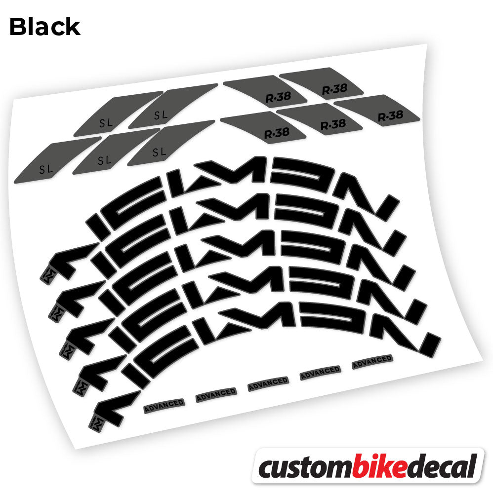 Matte Black+Gloss Black decal for Newmen Advanced SL R.38 Carbon road wheel 35mm – bike sticker vinyl