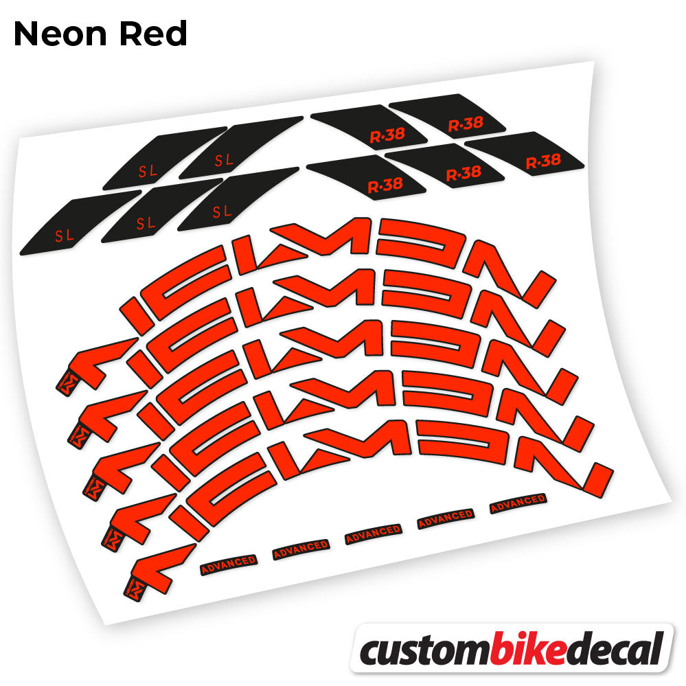 Neon Red decal for Newmen Advanced SL R.38 Carbon road wheel 35mm – bike sticker vinyl