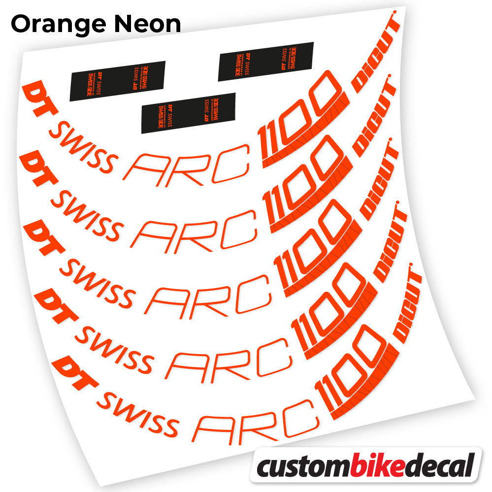 Orange Neon decal for DT Swiss ARC 1100 Dicut 80 road wheel 80mm – bike sticker vinyl