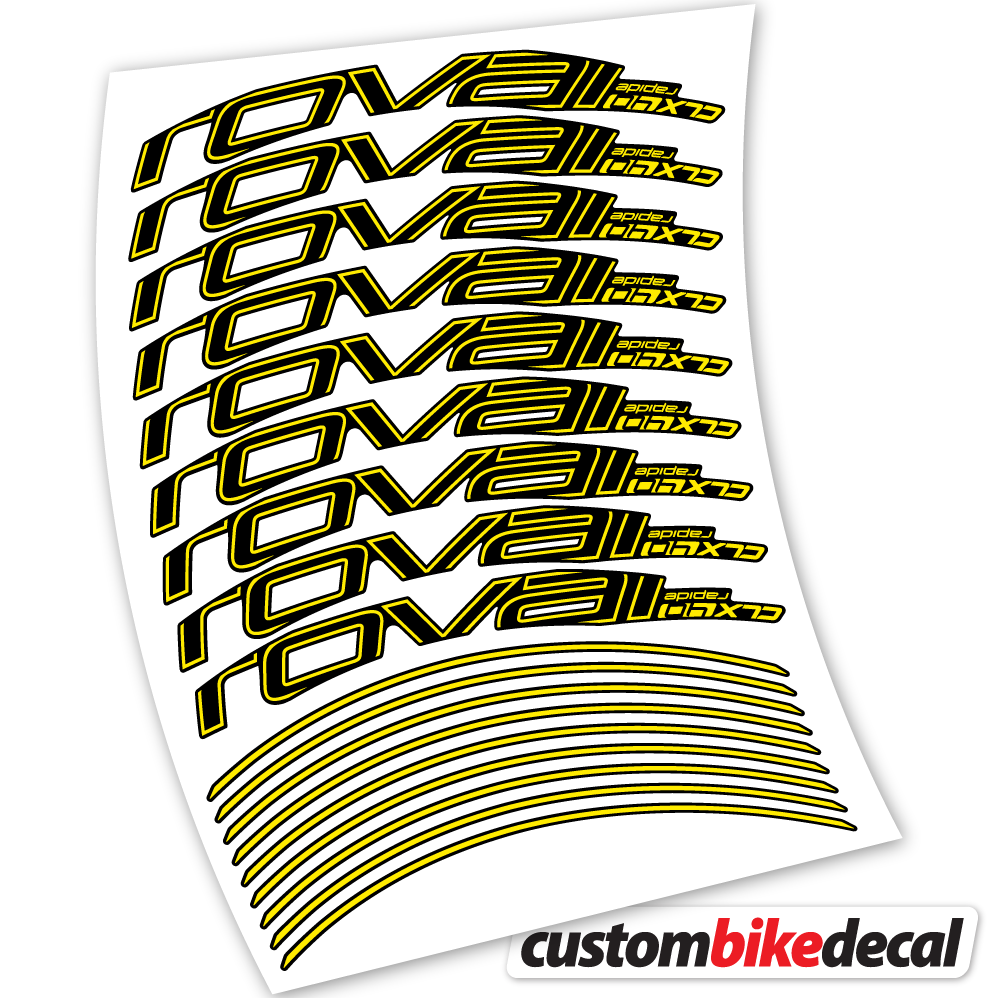 Yellow decal for Roval Rapide CLX40 Track brake road wheel 40mm – bike sticker vinyl