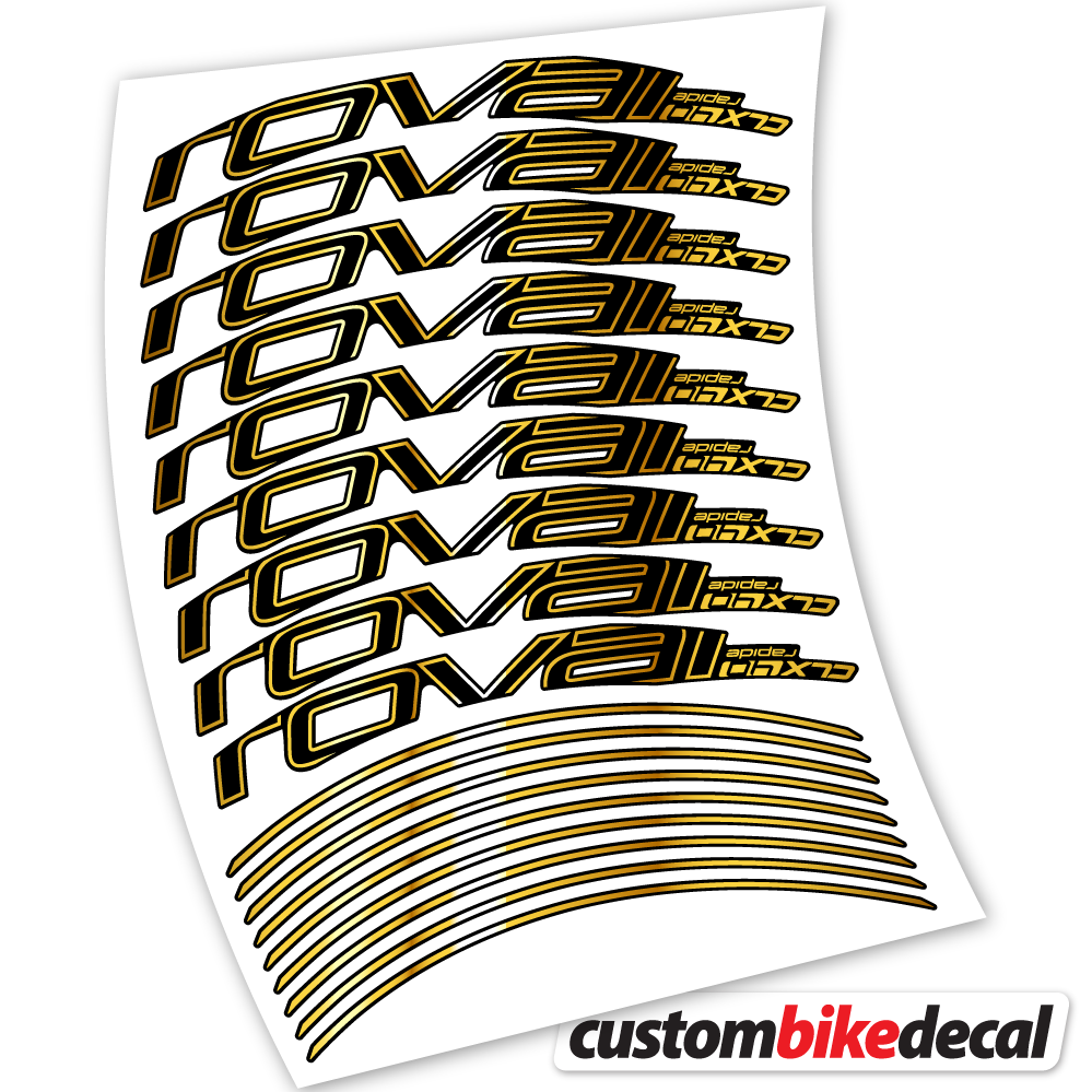 Chrome Gold decal for Roval Rapide CLX40 Track brake road wheel 40mm – bike sticker vinyl