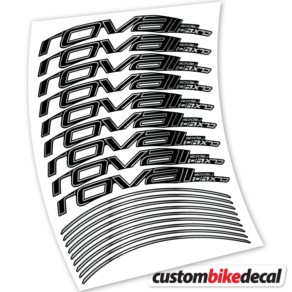 Chrome Silver decal for Roval Rapide CLX40 Track brake road wheel 40mm – bike sticker vinyl