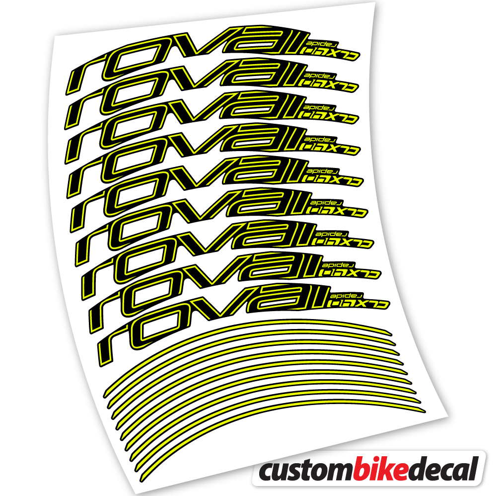 Neon Yellow decal for Roval Rapide CLX40 Track brake road wheel 40mm – bike sticker vinyl