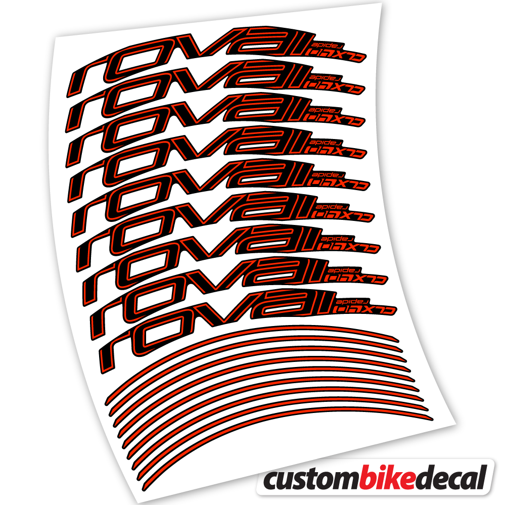 Neon Red decal for Roval Rapide CLX40 Track brake road wheel 40mm – bike sticker vinyl