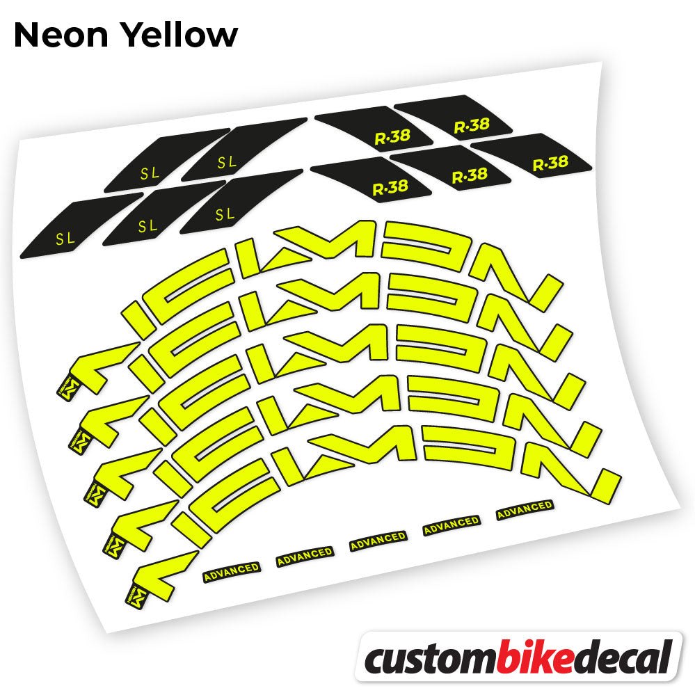Neon Yellow decal for Newmen Advanced SL R.38 Carbon road wheel 35mm – bike sticker vinyl