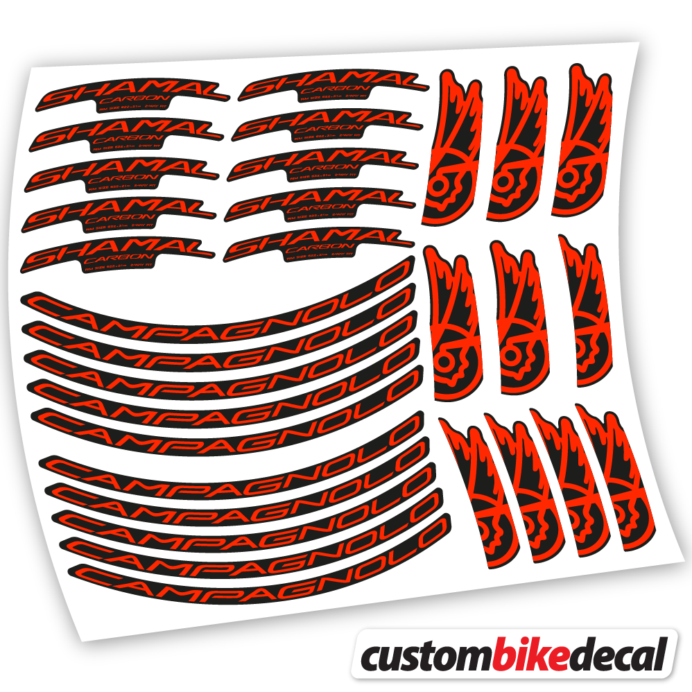 Neon Red decal for Campagnolo Shamal C21 Carbon 35+40mm road wheel – bike sticker vinyl
