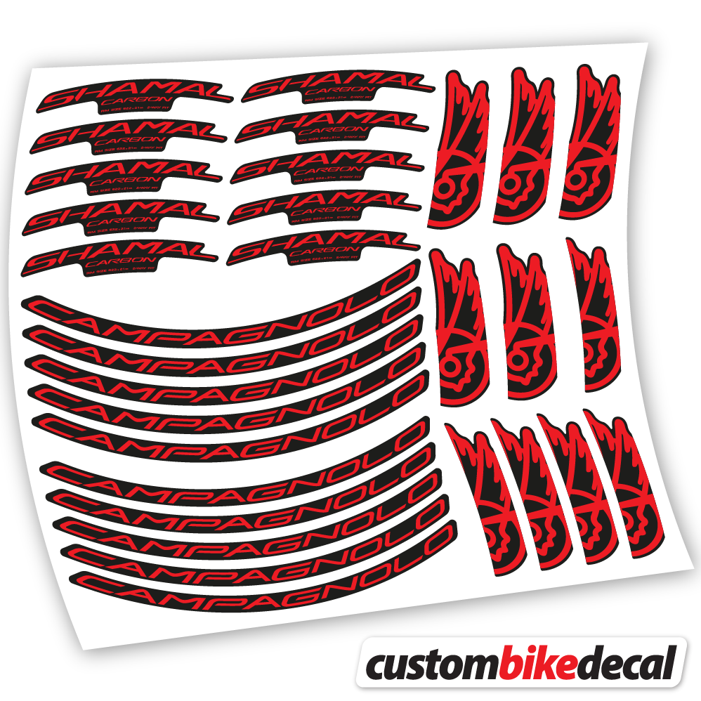 Red decal for Campagnolo Shamal C21 Carbon 35+40mm road wheel – bike sticker vinyl