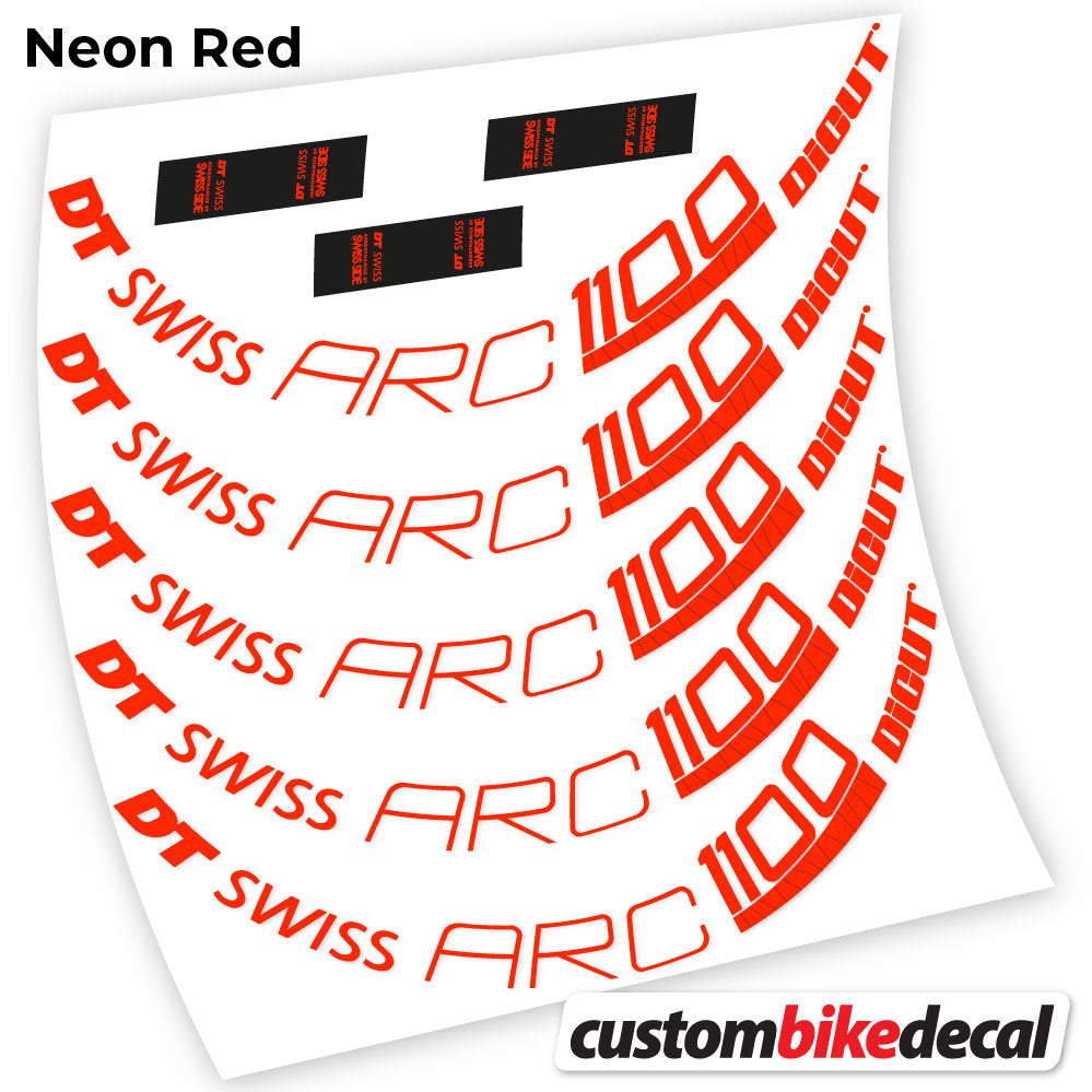 Neon Red decal for DT Swiss ARC 1100 Dicut 80 road wheel 80mm – bike sticker vinyl