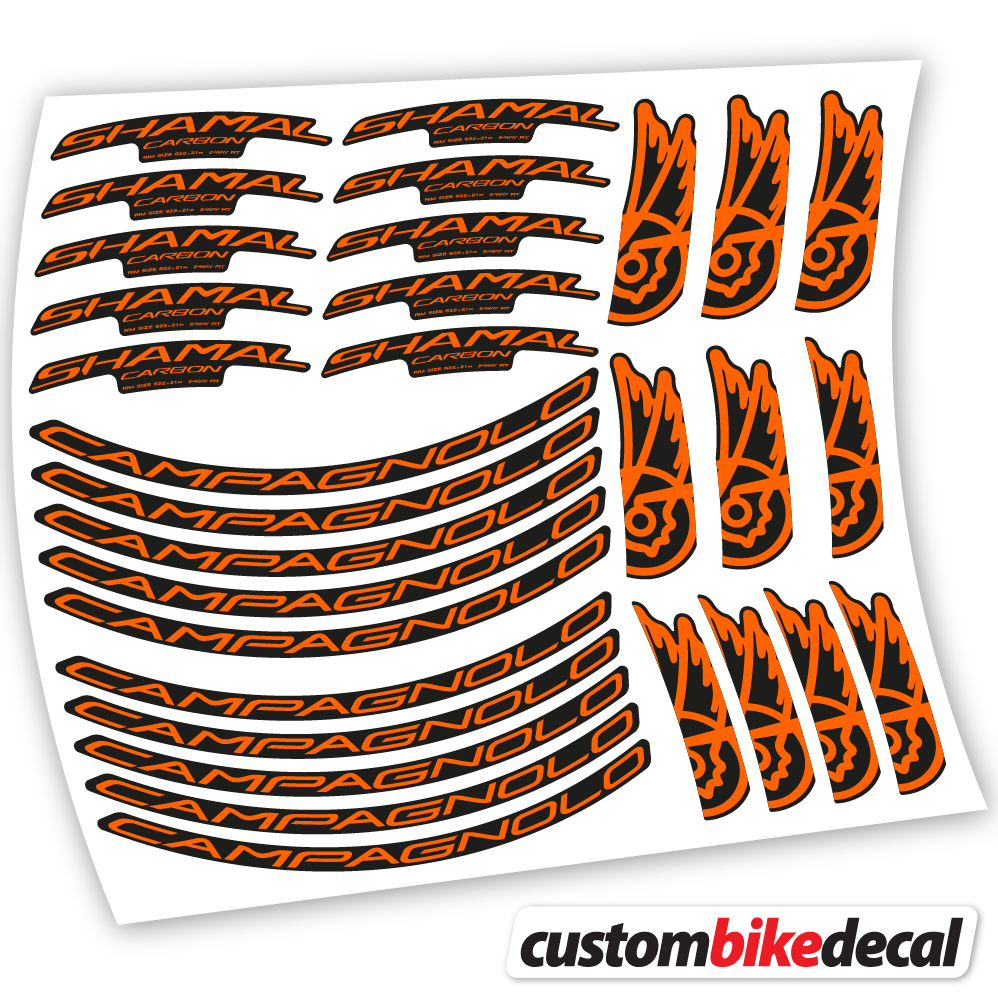 Orange decal for Campagnolo Shamal C21 Carbon 35+40mm road wheel – bike sticker vinyl