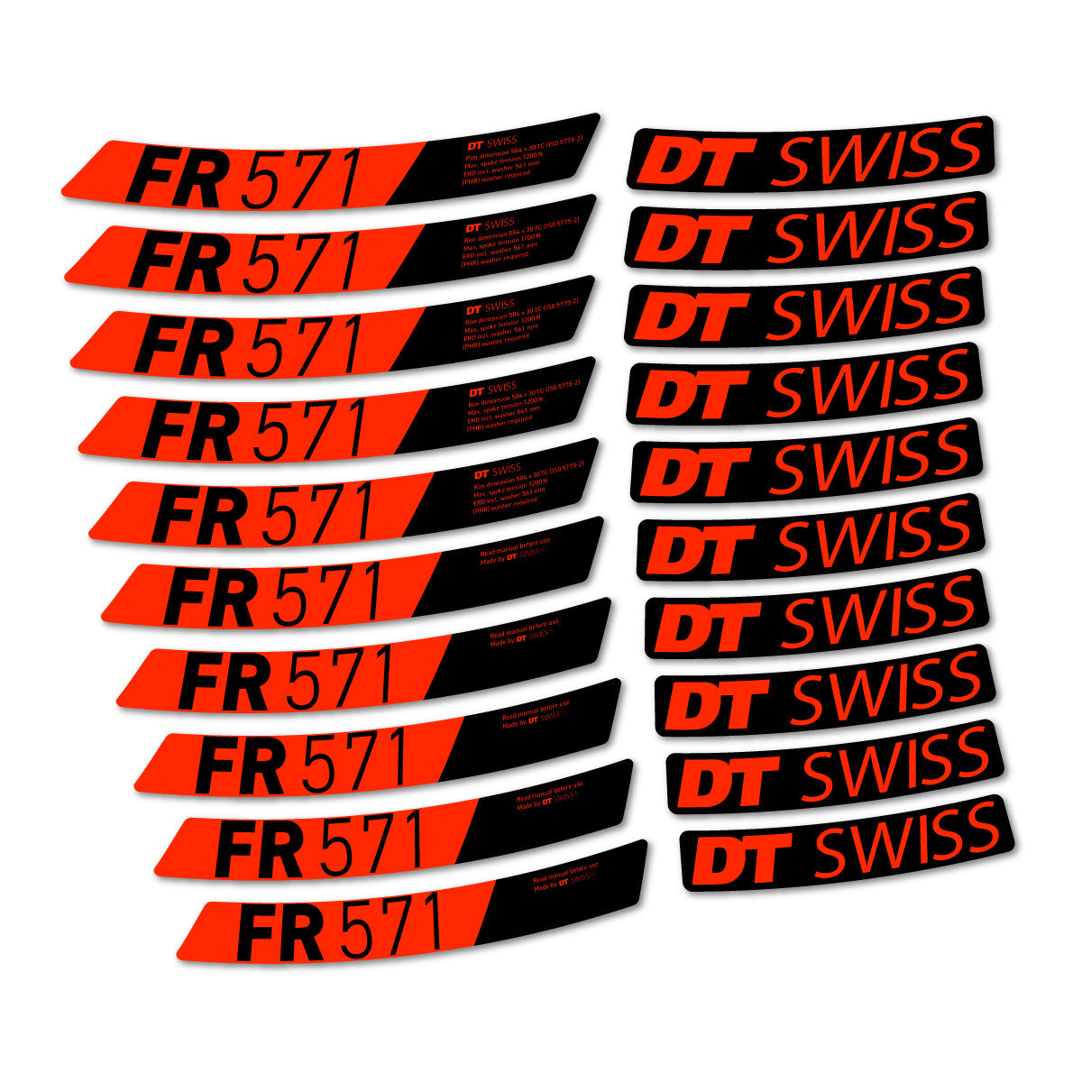 Neon Red decal for DT Swiss FR 571x 2025-2026 MTB wheel – bike sticker vinyl