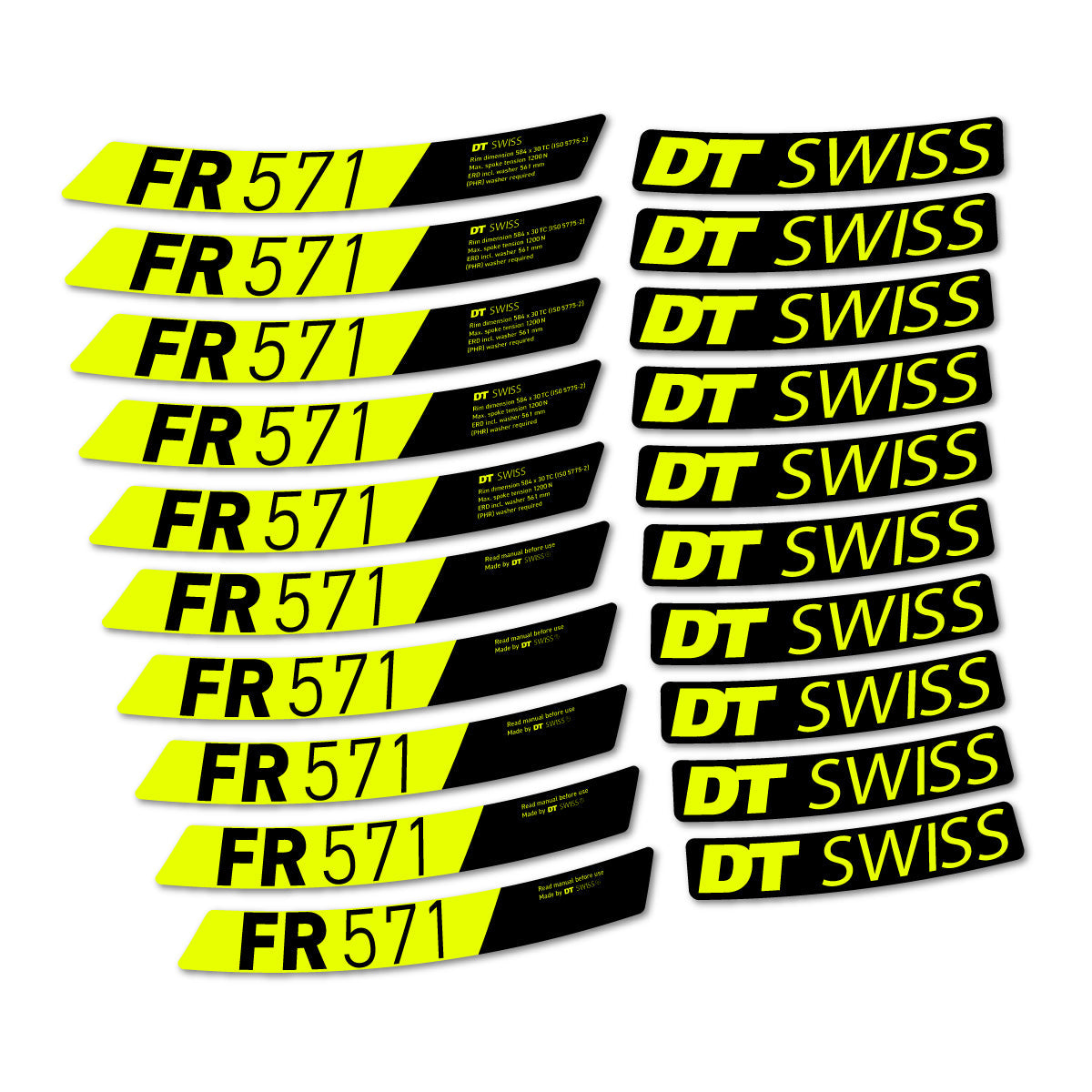 Neon Yellow decal for DT Swiss FR 571x 2025-2026 MTB wheel – bike sticker vinyl