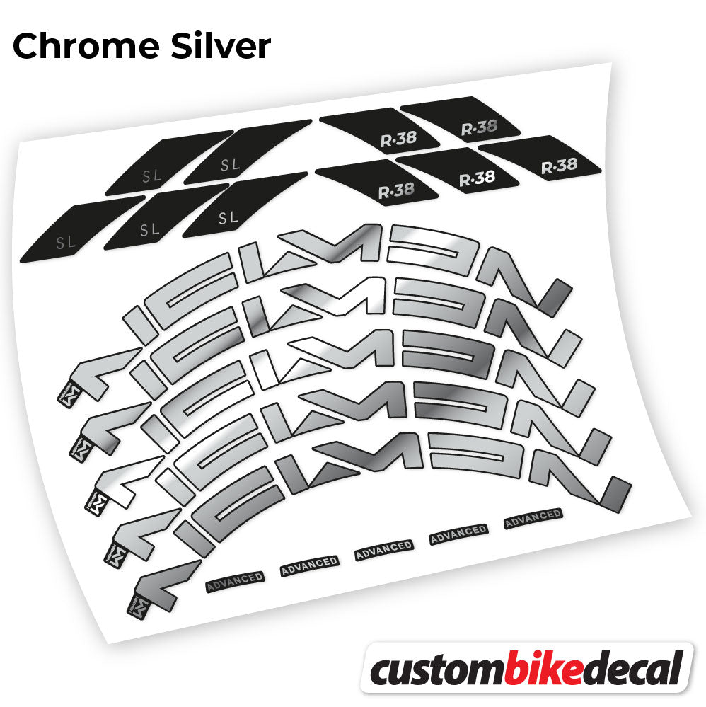 Chrome Silver decal for Newmen Advanced SL R.38 Carbon road wheel 35mm – bike sticker vinyl