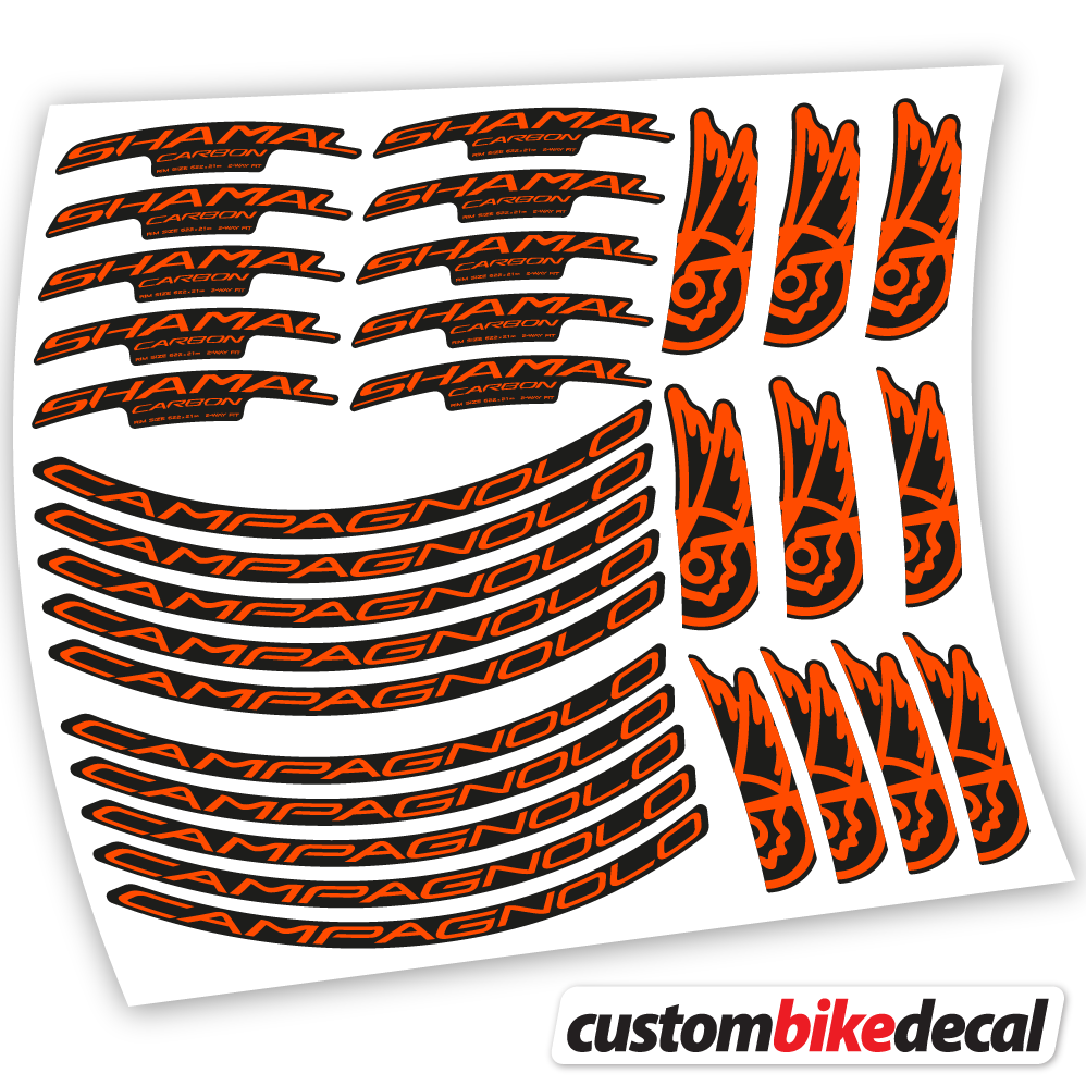 Orange Neon decal for Campagnolo Shamal C21 Carbon 35+40mm road wheel – bike sticker vinyl