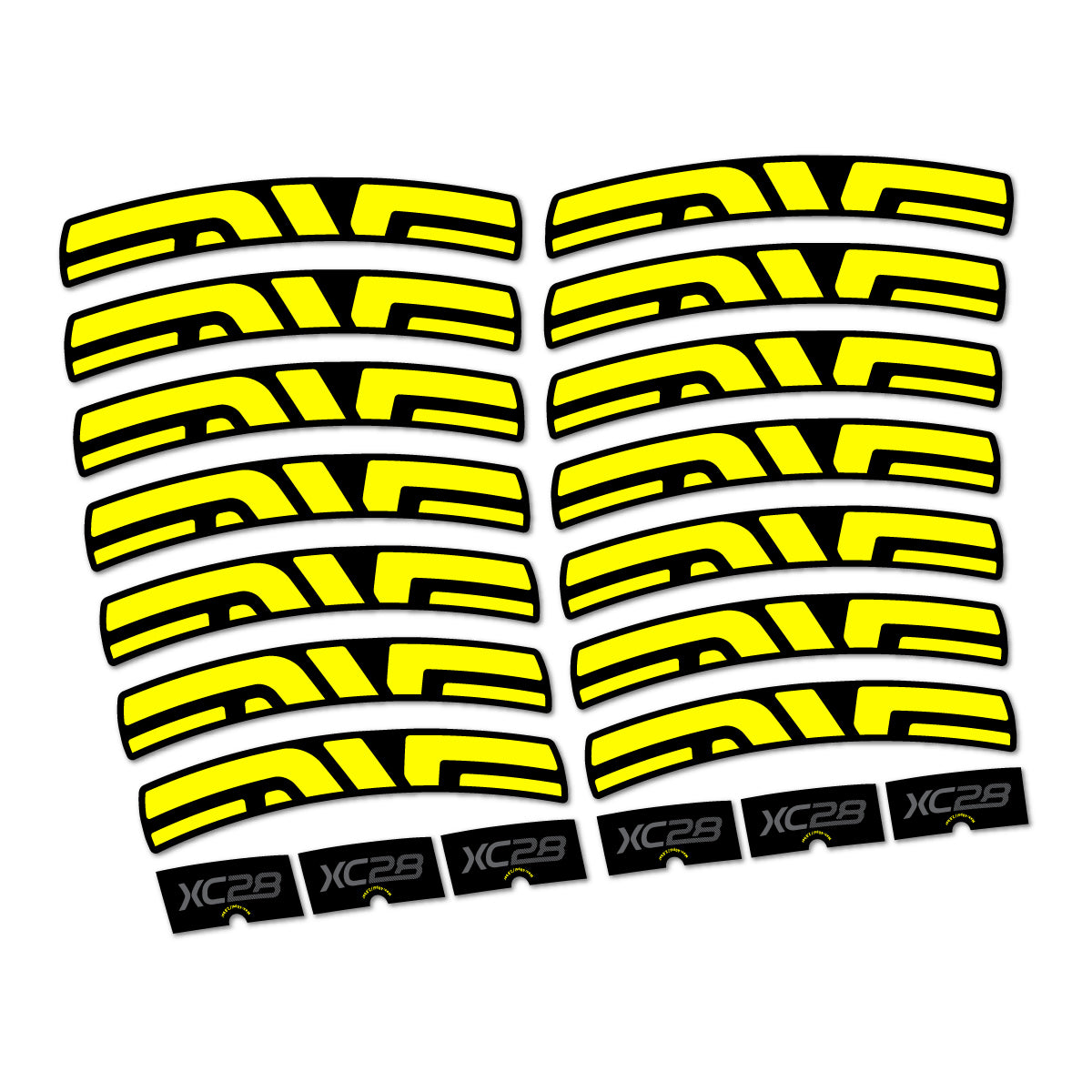 Stickers compatibles Envx XC28 2026 pour jantes route – autocollants vinyle - Jaune Citron