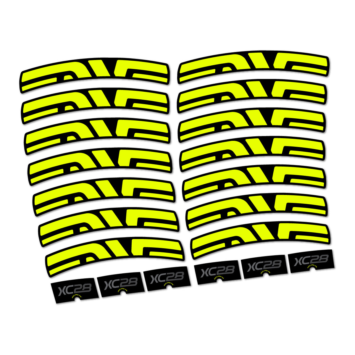 Stickers compatibles Envx XC28 2026 pour jantes route – autocollants vinyle - Jaune Fluo