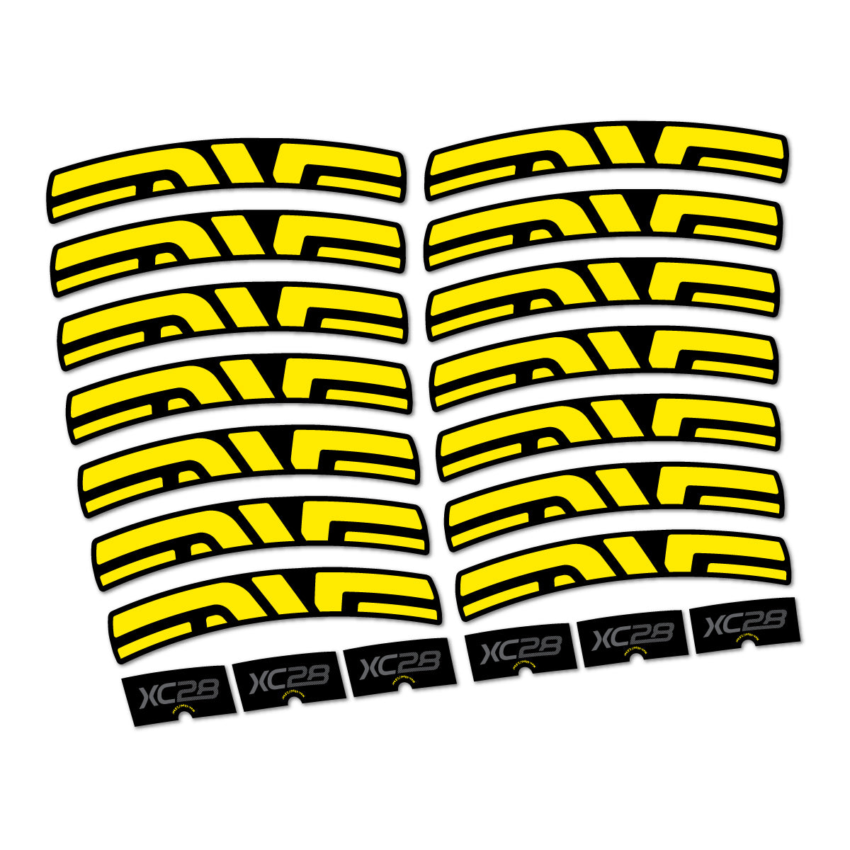 Stickers compatibles Envx XC28 2026 pour jantes route – autocollants vinyle - Jaune Vif