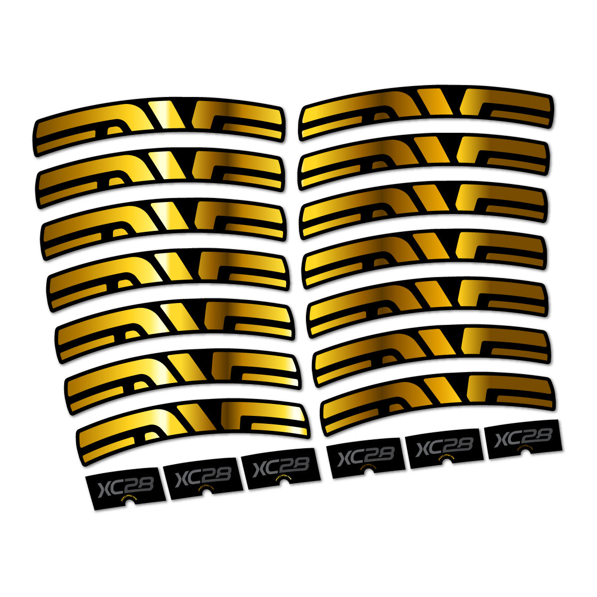 Stickers compatibles Envx XC28 2026 pour jantes route – autocollants vinyle - Or Chromé