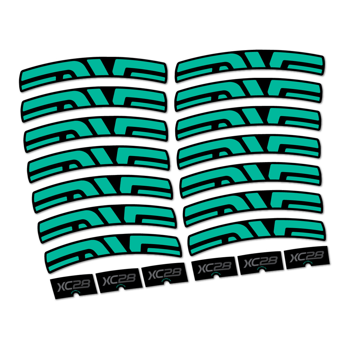 Stickers compatibles Envx XC28 2026 pour jantes route – autocollants vinyle - Turquoise Vert