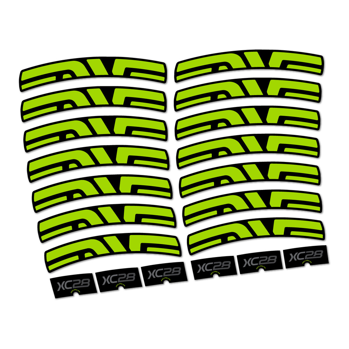 Stickers compatibles Envx XC28 2026 pour jantes route – autocollants vinyle - Vert Citron