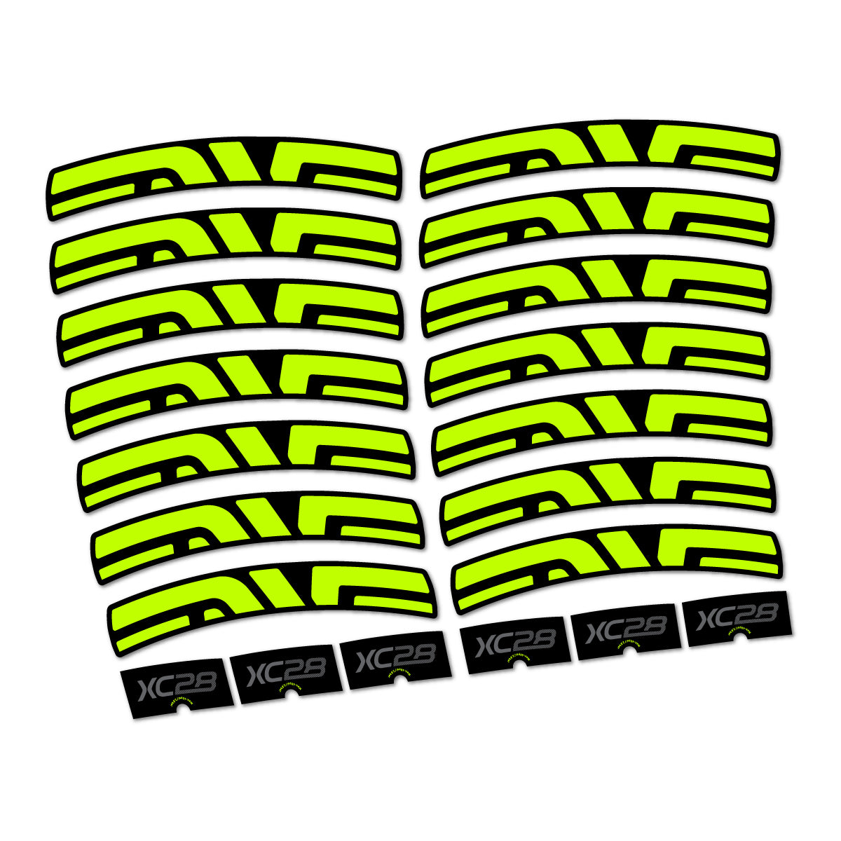 Stickers compatibles Envx XC28 2026 pour jantes route – autocollants vinyle - Vert Lime Fluo