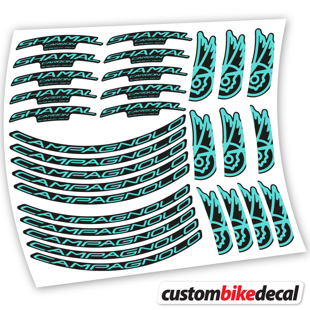 Blue Green decal for Campagnolo Shamal C21 Carbon 35+40mm road wheel – bike sticker vinyl