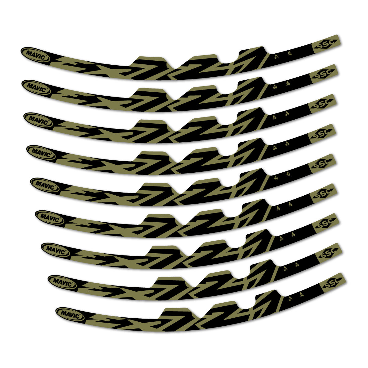 Stickers compatibles Mavic EX721 2010-2026 pour jantes route – autocollants vinyle - Kaki