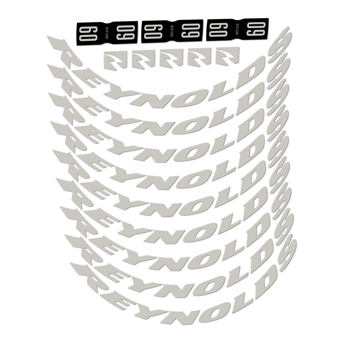 Stickers compatibles Reynolds AR60 pour jantes route 60 mm – autocollants vinyle - Gris Pastel