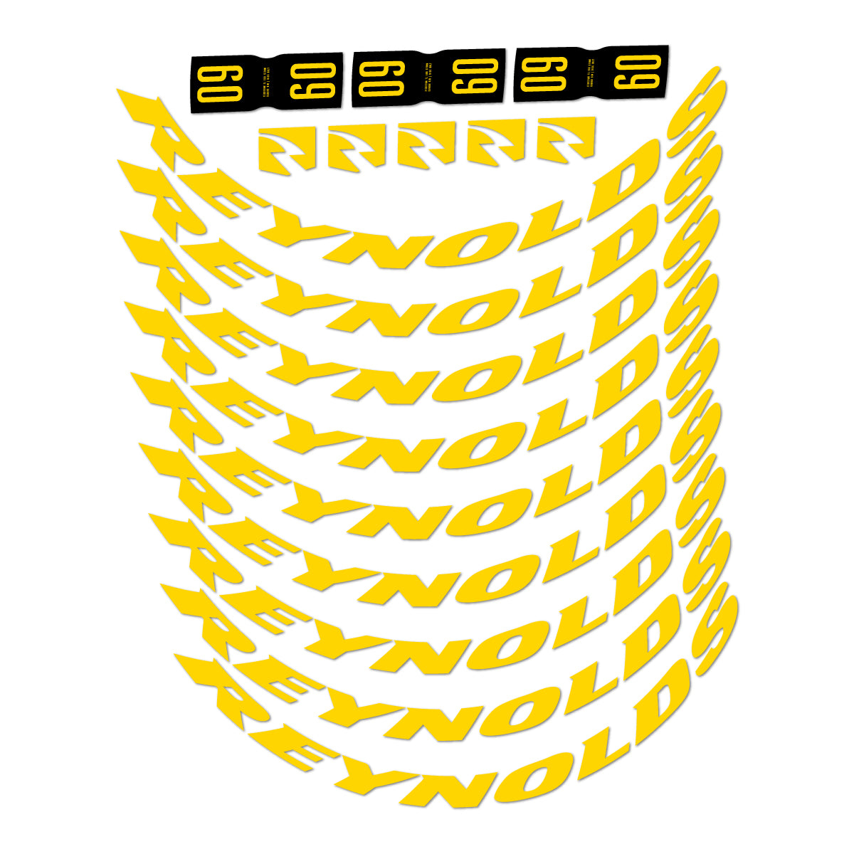 Stickers compatibles Reynolds AR60 pour jantes route 60 mm – autocollants vinyle - Jaune Banane