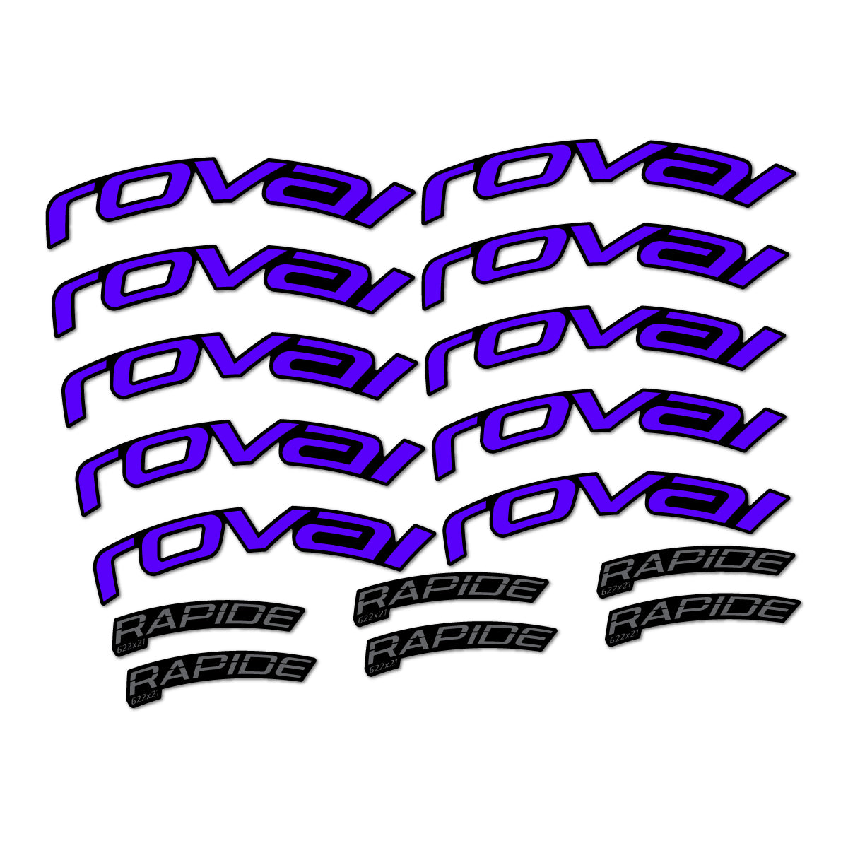 Stickers compatibles Roval Rapide TL 2022-2026 pour jantes route – autocollants vinyle - Bleu Reflex