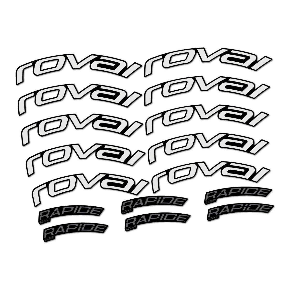 Stickers compatibles Roval Rapide TL 2022-2026 pour jantes route – autocollants vinyle - Gris Perle