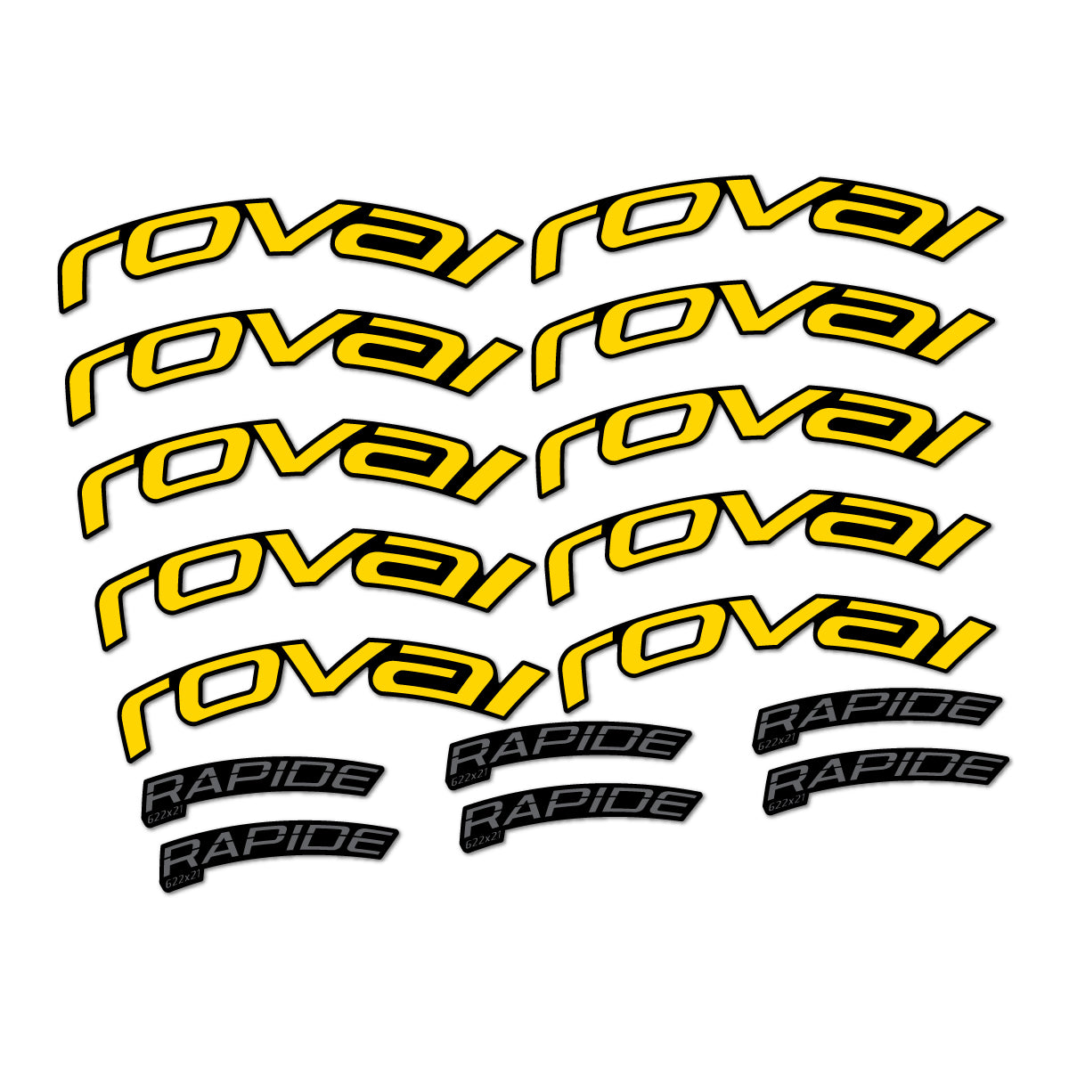 Stickers compatibles Roval Rapide TL 2022-2026 pour jantes route – autocollants vinyle - Jaune Banane