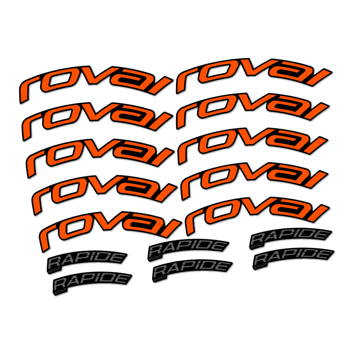 Stickers compatibles Roval Rapide TL 2022-2026 pour jantes route – autocollants vinyle - Orange